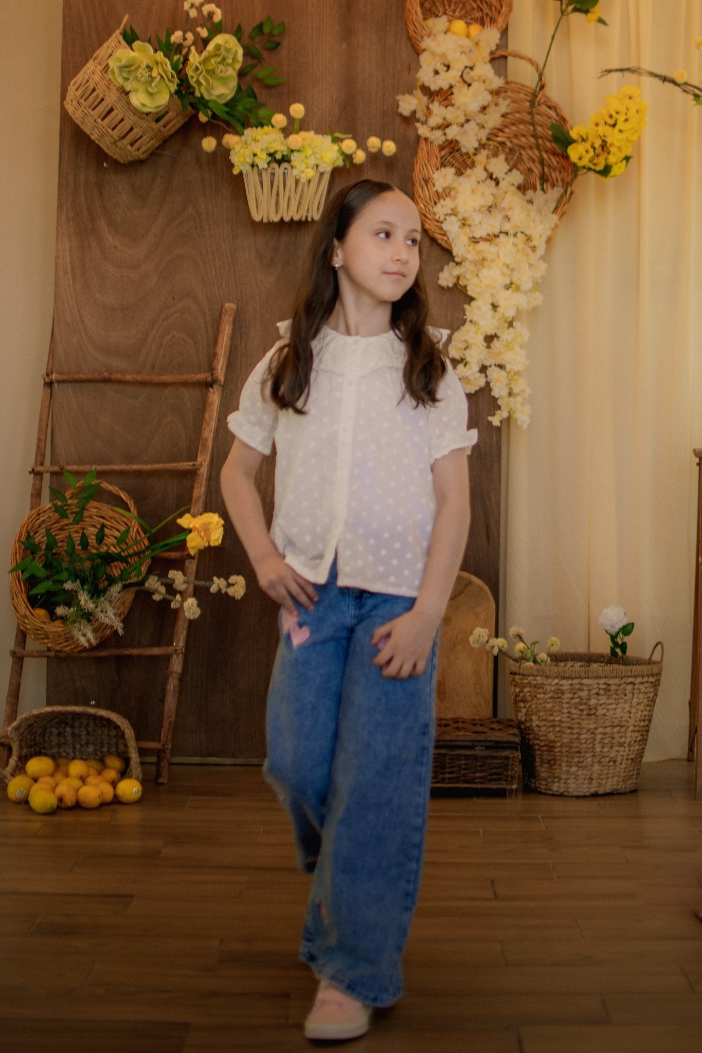 Jeans bordados con corazones - Micamodainfantil
